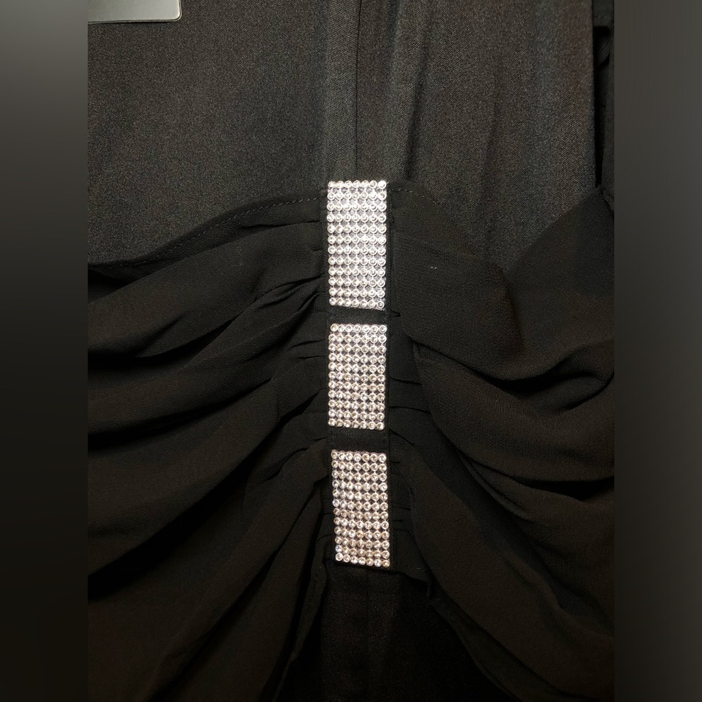 Hanna Nikole Women's Chiffon Ruffle Flattering Cape Sleeve Bodycon Pencil Dress - Picture 8 of 10